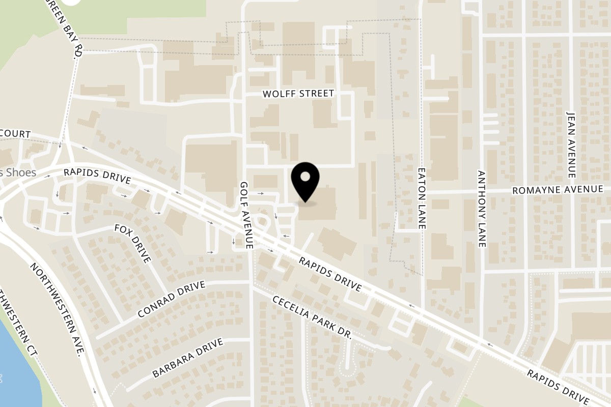 Map showing the location of Rapids Chicken on 3012 Rapids Dr in Racine